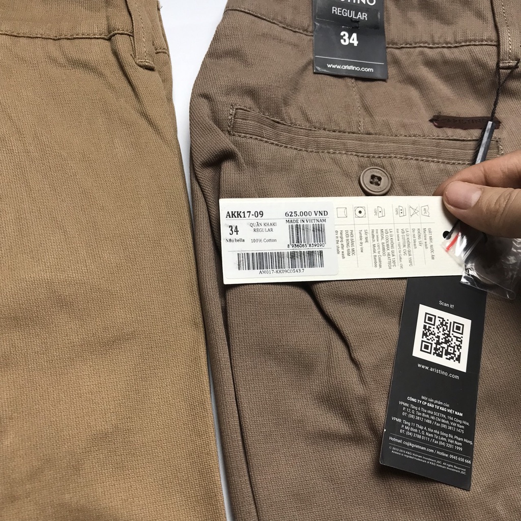 Quần kaki nam công sở Aristino chống nhăn , chống bám bụi , regular  AKK1709