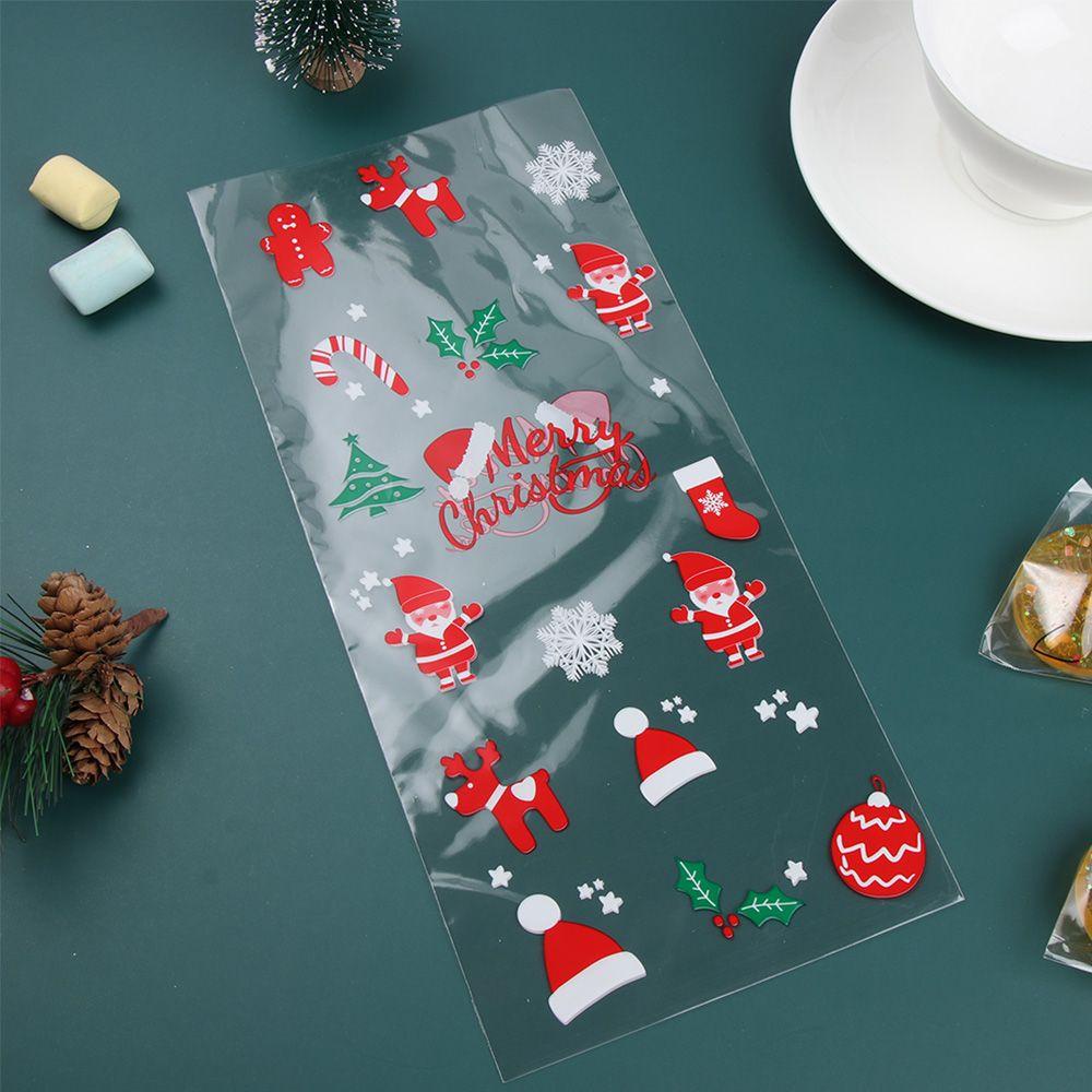 Set 100 Túi Đựng Kẹo Dây Rút In Họa Tiết Hoạt Hình Giáng Sinh