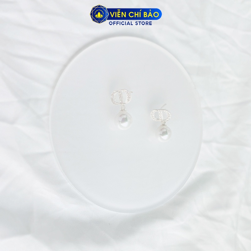 Bông tai bạc nữ hạt châu đá lấp lánh chất liệu bạc S925 thời trang phụ kiện trang sức nữ Viễn Chí Bảo B400207