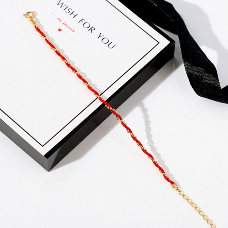 Lắc chân dây đỏ may mắn 100% titan nguyên chất không gỉ không phai màu đơn giản thời trang Hàn Quốc cho nữ