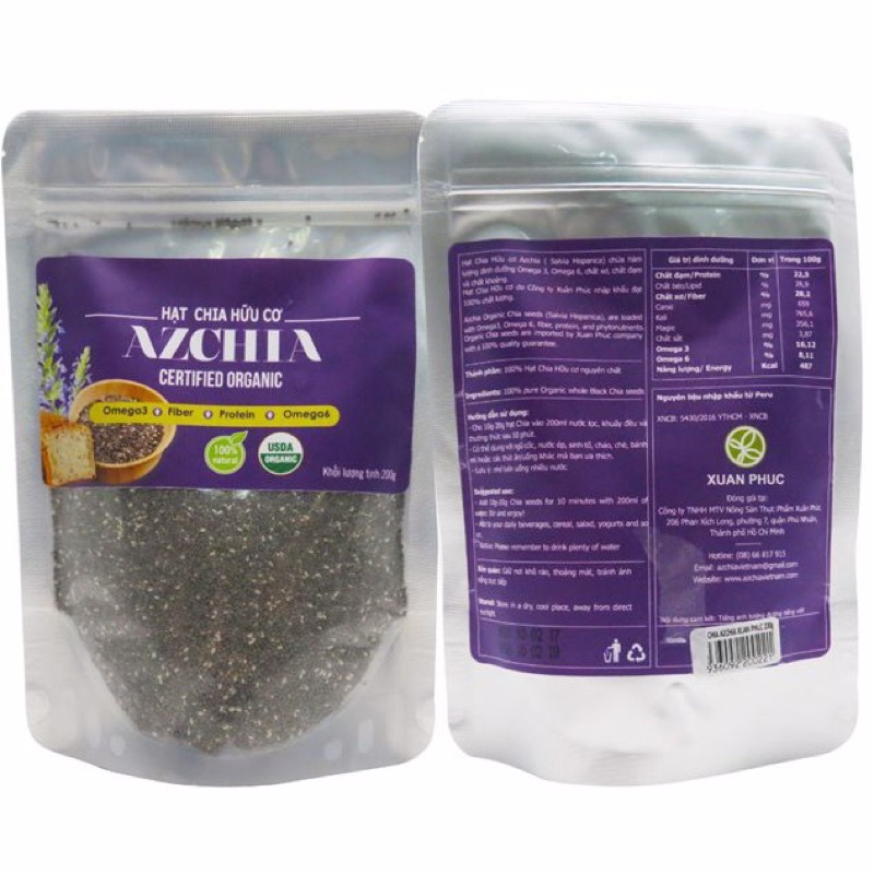Hạt Chia Hữu Cơ Azchia Hola Andina Organic Chia Seeds 200g