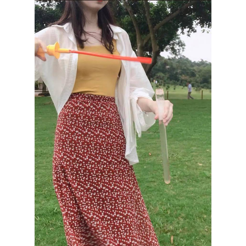 [Mã WARUN27 giảm 12k đơn 99k] Chân váy nữ dài kiểu thời trang vintage ulzzang họa tiết nền hoa nhí MIDI  | BigBuy360 - bigbuy360.vn