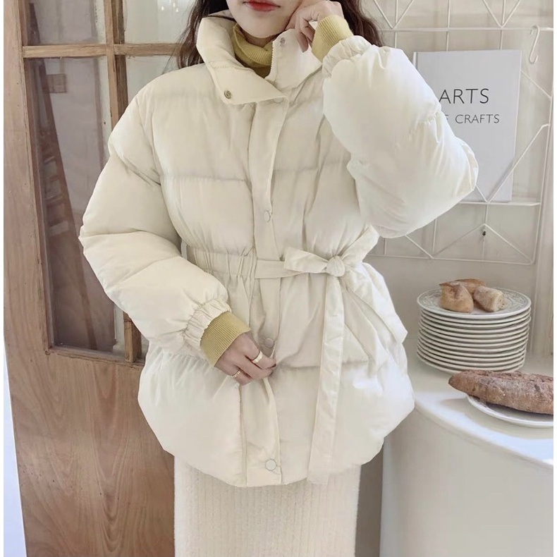 Áo phao siêu nhẹ thắt eo phong cách Hàn Quốc MIJOO