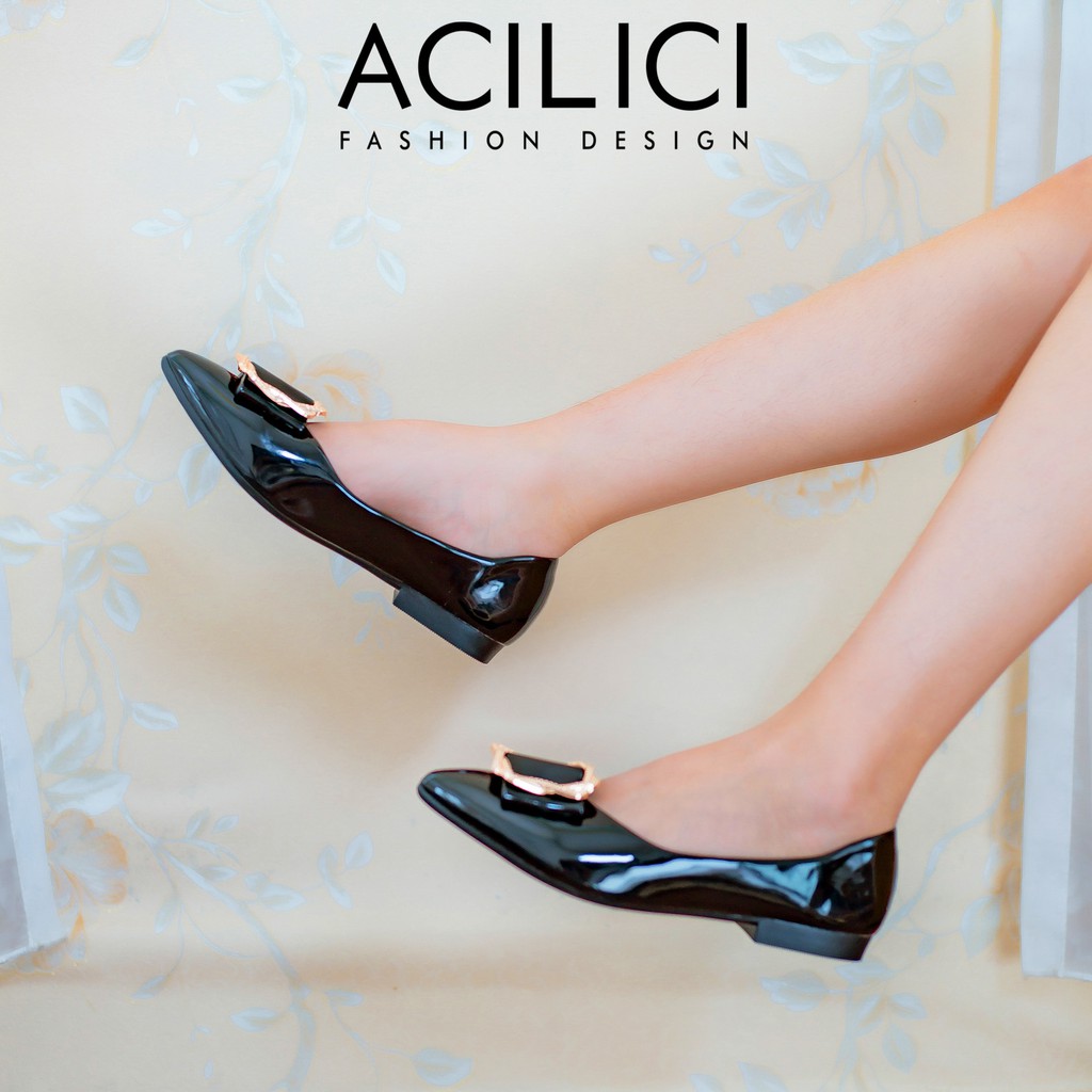 Giày búp bê nữ ACILICI thời trang đế bằng, da bóng mũi nhọn fom chuẩn size 35-40 màu đen, nude_TC024 | BigBuy360 - bigbuy360.vn