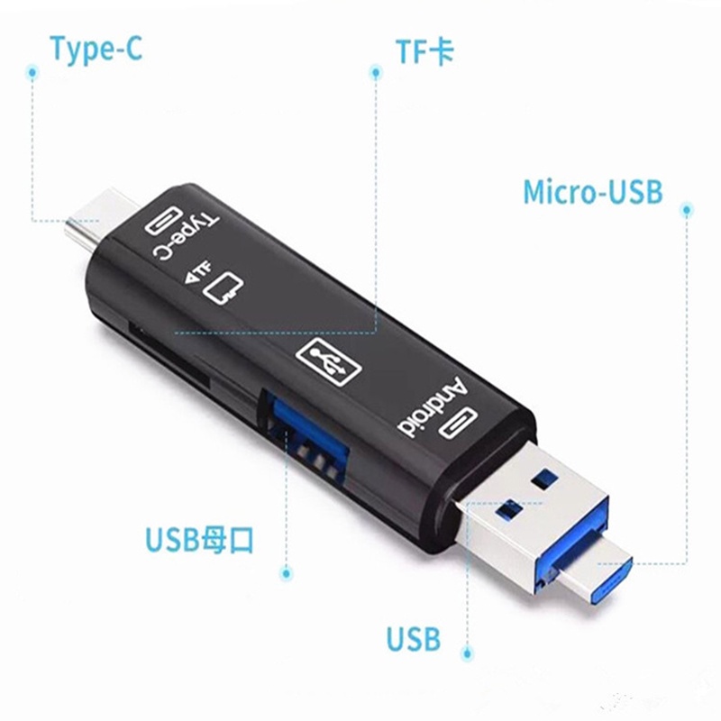 Đầu Đọc Thẻ Nhớ Usb 3.1 Otg Sd Tf Micro Usb Type C Hỗ Trợ Mac10 Win7 / 8 / Xp / Vista