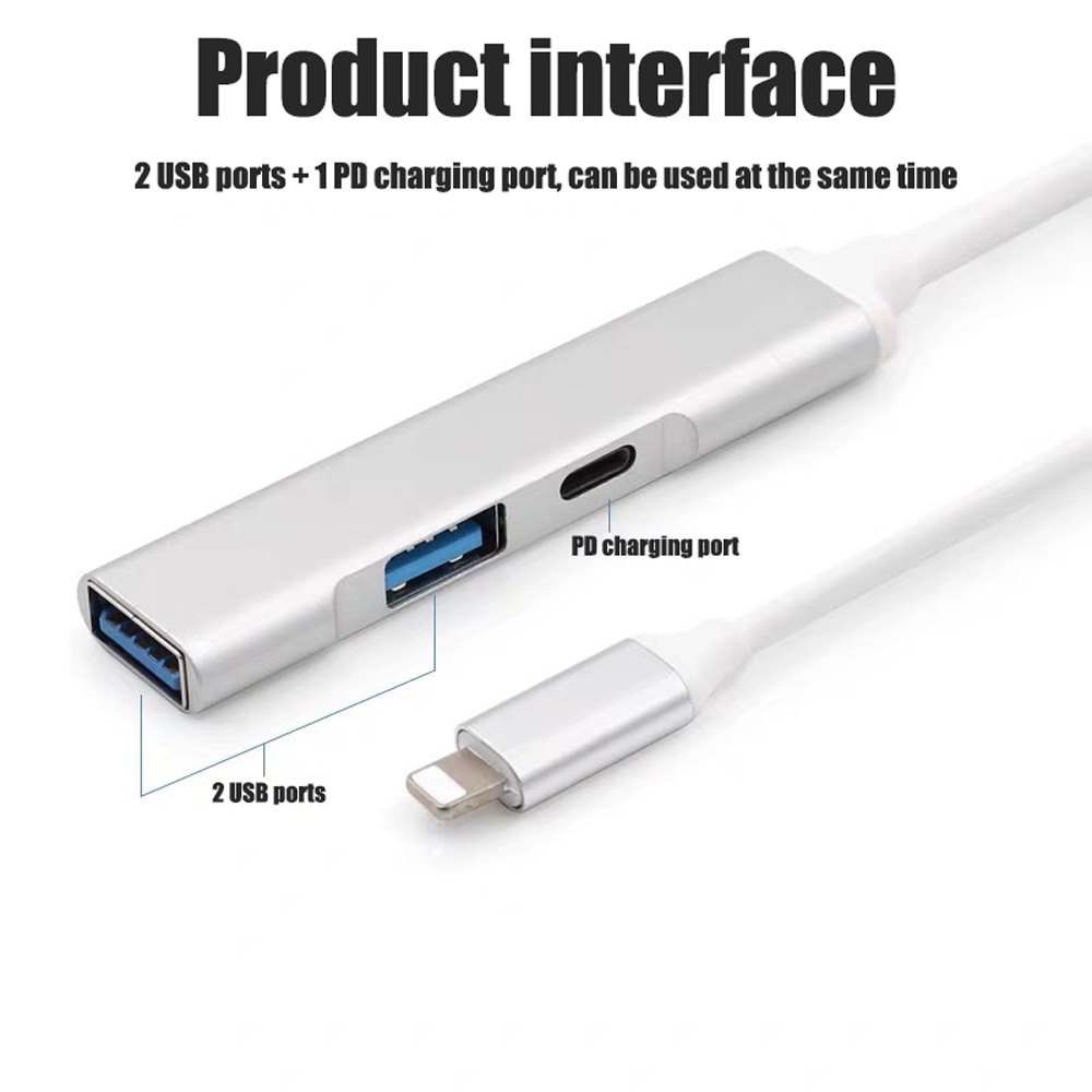 Bộ Chuyển Đổi Sạc Nhanh USB 3.0 Hub OTG Cho iPhone 13 12pro max
