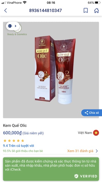 Combo 5 kem tan mỡ olic (bao hàng chính hảng cty giả hoàn tiền)