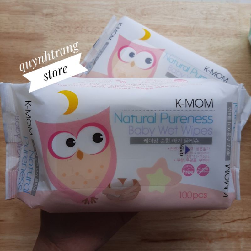 Khăn giấy ướt không mùi Hàn Quốc K-mom (100c) - khăn ướt em bé hữu cơ Kmom K mom