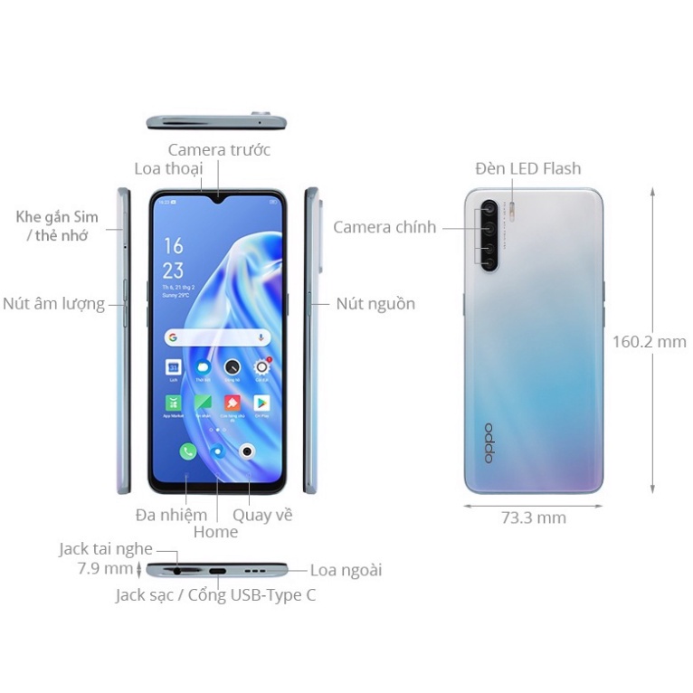 Điện thoại Oppo A91 ram 8g/128gb máy mới 100% chính hãng MSP 021