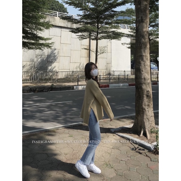 [Mã 2611THTRANG100K hoàn 10% xu đơn 99K] (Ảnh thật) Áo len mịn cổ tròn xẻ tà Hàn Quốc 7 màu the.sweaterweather TSW | BigBuy360 - bigbuy360.vn