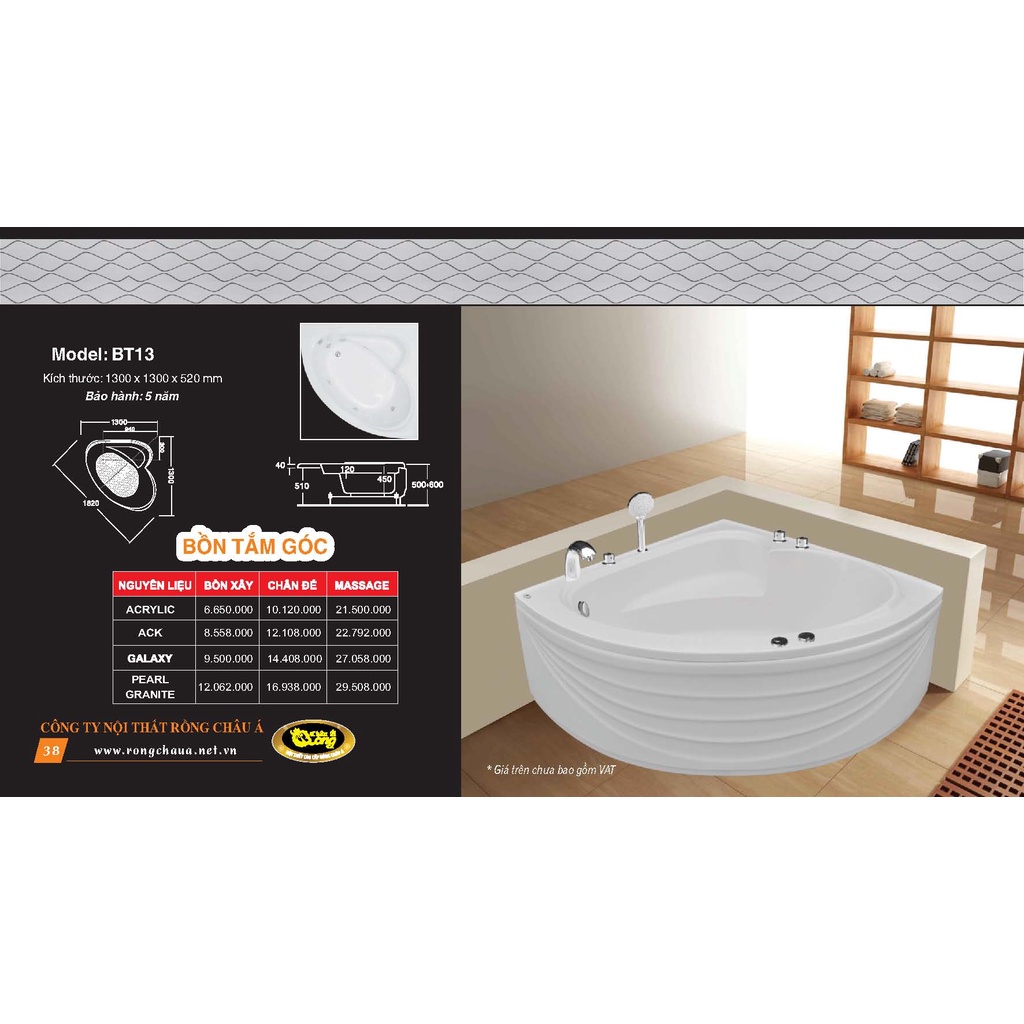 Bồn tắm nằm đặt góc chân yếm 1300x1300 cao cấp