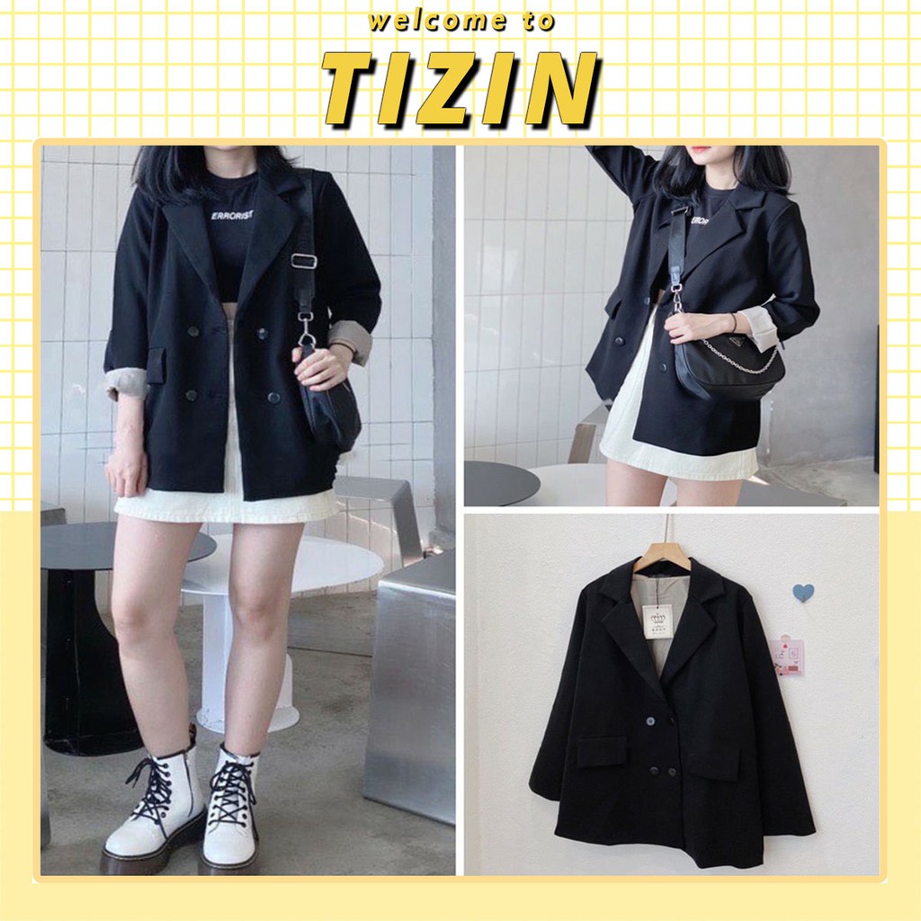 Áo blazer 2 lớp màu đen - áo vest túi nắp ulzzang 2020 ( ảnh thật / sẵn hàng) BZ02
