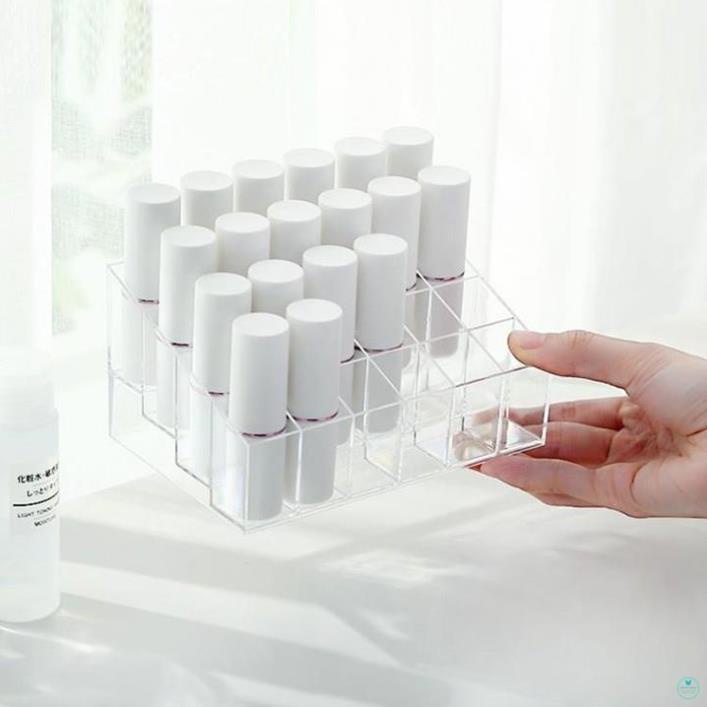 Khay đựng son 24 ô giúp đựng đồ mỹ phẩm, son, đồ trang điểm gọn gàng dành cho các bạn nữ