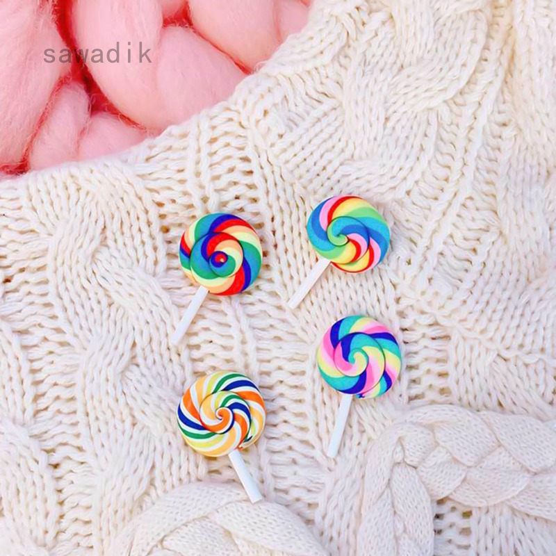 Ghim cài ba lô hình kẹo mút màu sắc cầu vòng đáng yêu theo phong cách Nhật Bản