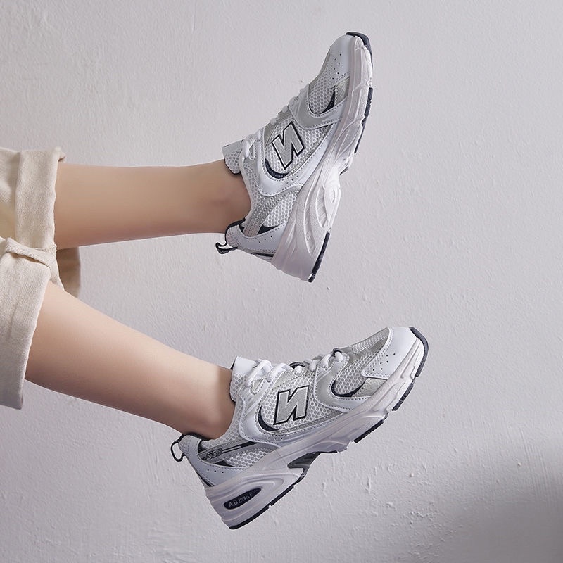 Giầy thể thao 530 chữ N nam nữ màu xanh và trắng vải lưới thoáng mát đế độn kiểu Hàn Quốc Ulzzangshop520