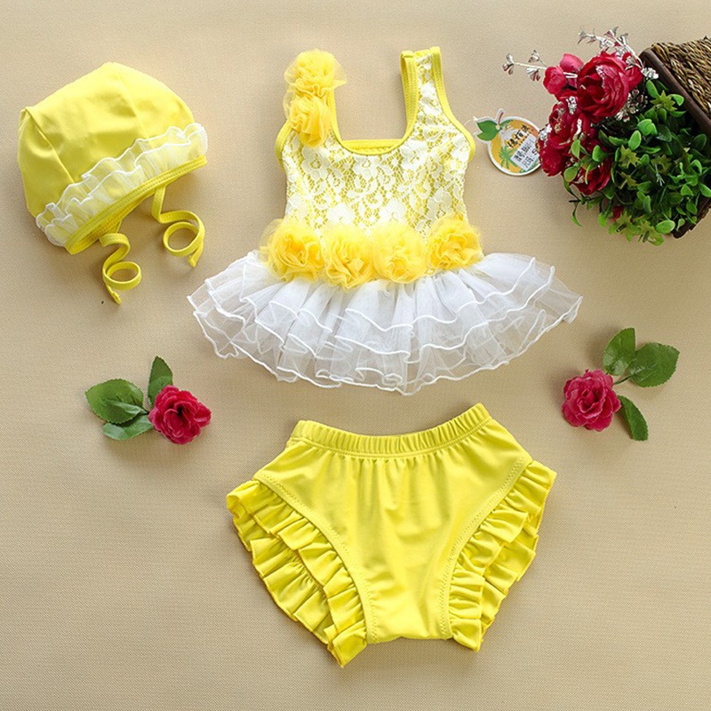 Set Đồ Bơi Ba Mảnh Màu Sắc Ngẫu Nhiên Cho Bé Gái