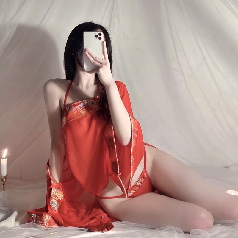 Đồ ngủ sexy gợi cảm cosplay cổ trang tơ đỏ | BigBuy360 - bigbuy360.vn