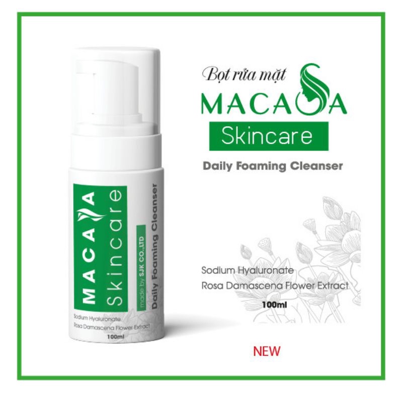 Bọt rửa mặt MACASA Skincare làm sạch tế bào chết ngăn ngừa mụn, dưỡng ẩm,cân bằng Ph da mặt có đầu nắp tạo bọt tiện dụng