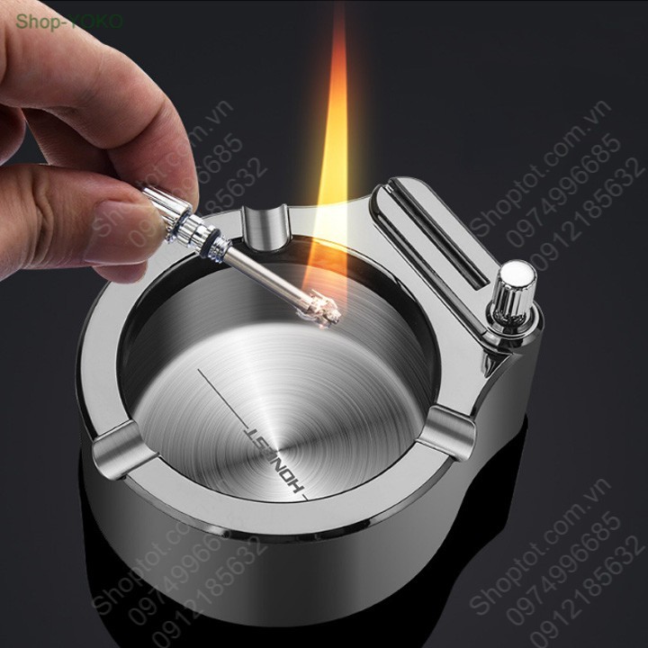 Gạt tàn kiêm quẹt thông minh 2 trong 1, đáy bằng inox (Hàng chuẩn)