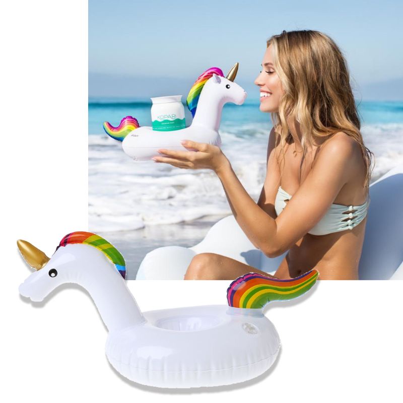 Giá Đỡ Cốc Nước Hình Kỳ Lân Bơm Hơi Mini Tiện Dụng Cho Bữa Tiệc Bể bơi