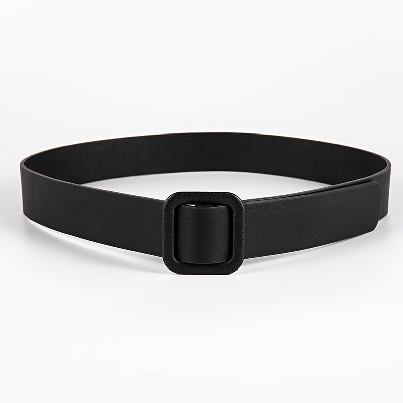 Thắt Lưng Da PU Màu Trơn Khóa Vuông Thời Trang Cho Nữ