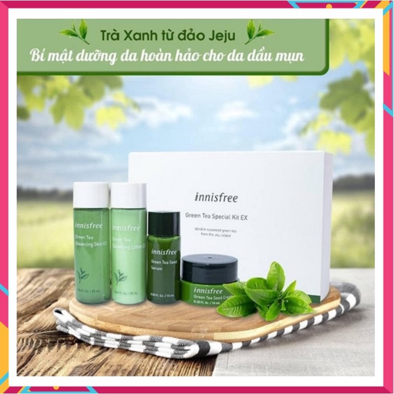 [ Trợ Giá ] Bộ Dưỡng Da Trà Xanh Innisfree Green Tea Special Kit Ex, Gồm 4 Lọ, Giúp Da Săn Chắc Khỏe Đẹp