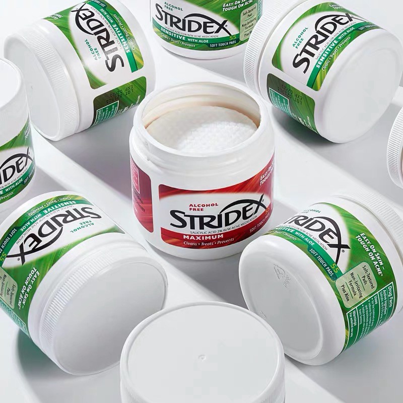 Stridex Anti-Acne Wipes Salicylic Acid 0.5% / 2% BHA Miếng làm sạch lỗ chân lông nhẹ nhàng