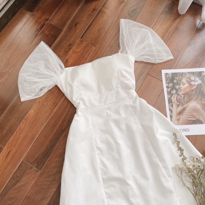 ĐẦM TRẮNG TRỄ VAI DỰ TIỆC SIÊU XINH⚡FREESHIP-MẶC LÀ XINH⚡️VÁY NỮ ĐI TIỆC SANG TRỌNG DÁNG XOÈ ,TAY LƯỚI CAO CẤP | BigBuy360 - bigbuy360.vn