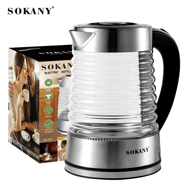 Ấm siêu tốc thuỷ tinh ( 2,2 lít, inox 304) SONAKY