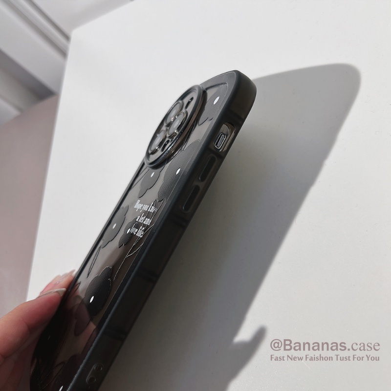 Ốp Điện Thoại Họa Tiết Bông Hoa Màu Đen Xinh Xắn Cho iPhone 14 13 12 11 Pro Max X Xs XR Xs Max SE2020 7 8 Plus