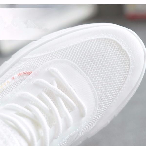 Giày thể thao trắng đế bằng phối lưới thoáng khí phong cách mùa hè phương tây 2021 năng động cho nữ