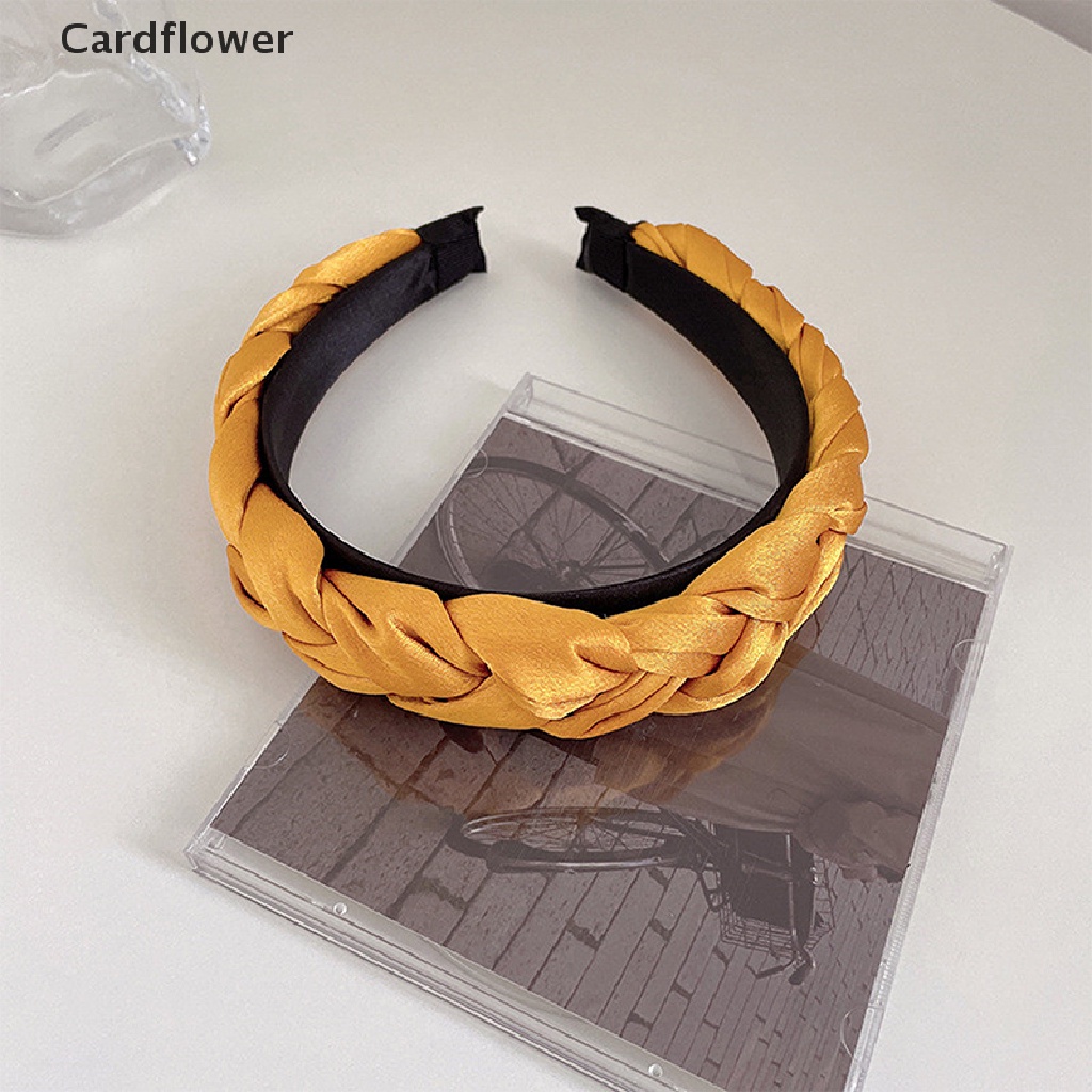 &lt; Cardflower &gt; Băng Đô Bện Tóc Bản Rộng Màu Trơn Thời Trang Đang Giảm Giá