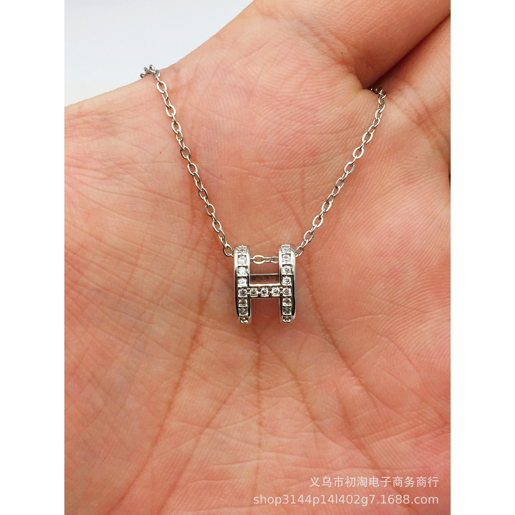 Vòng cổ Thép Titan 18K Mặt Chữ H Chống Gỉ Sét Cho Nữ