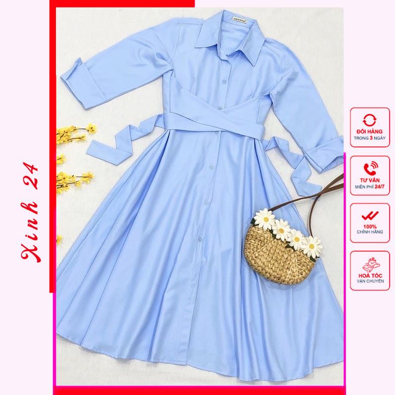 Đầm Váy Xanh Cột Chéo Eo (kèm hình thật) | BigBuy360 - bigbuy360.vn