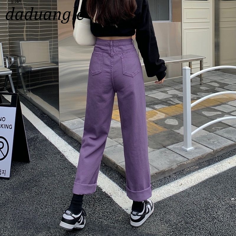 Quần jean Daduhey lưng cao ống rộng phong cách Hàn Quốc cho nữ plus size