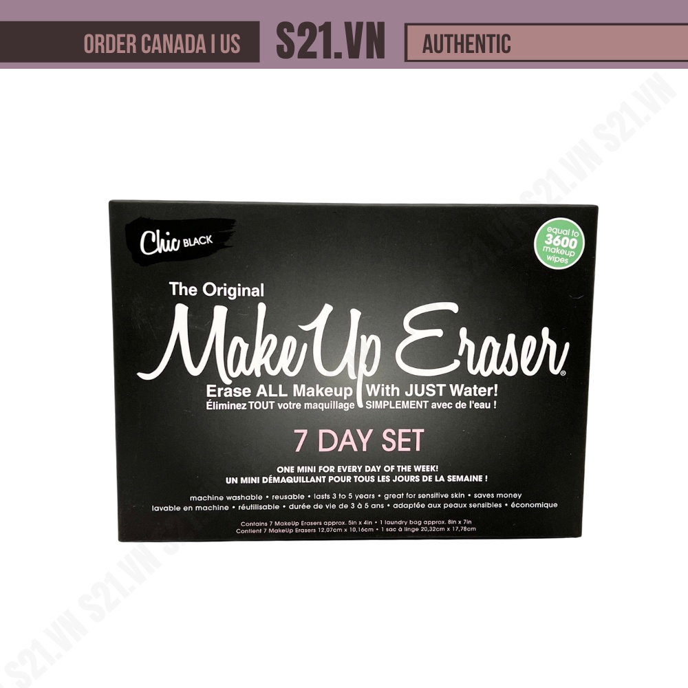 Set Khăn Tẩy Trang 7 Ngày Màu Đen MakeUp Eraser Chic Black 7 Day Set