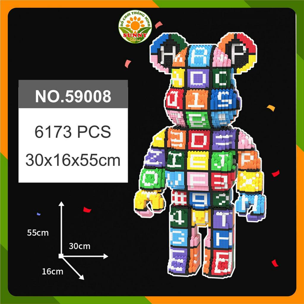 Đồ chơi lắp ghép Gấu Bearbrick chữ cái, bảng mật mã - Mô hình lắp ghép 3D Gấu Bearbrick chữ cái - Cao 55cm - Sunny