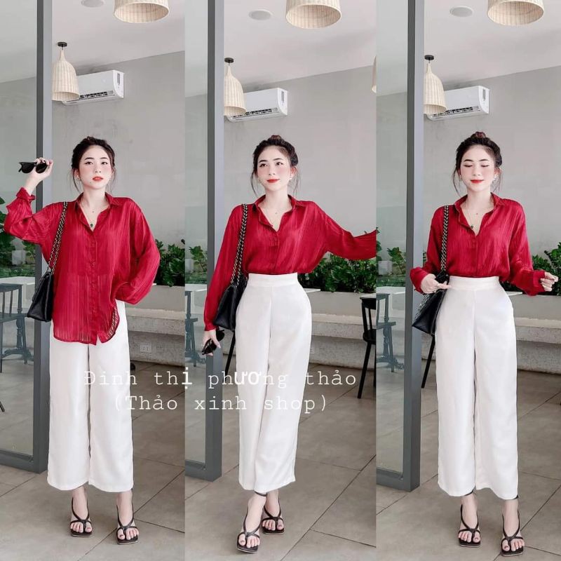 Quần ống rộng lưng cao khóa sườn dáng dài vải tuyết mưa vitex quần tây ống suông | BigBuy360 - bigbuy360.vn