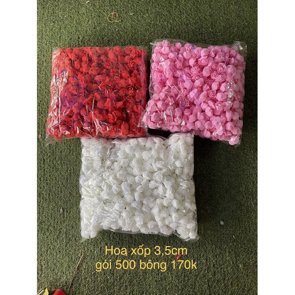 Hoa gấu xốp 3,5cm gắn gấu 1 gói 500 bông