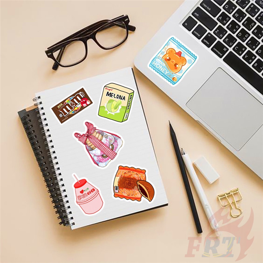Set 50 hình dán chống thấm nước kiểu dáng thức ăn series 01