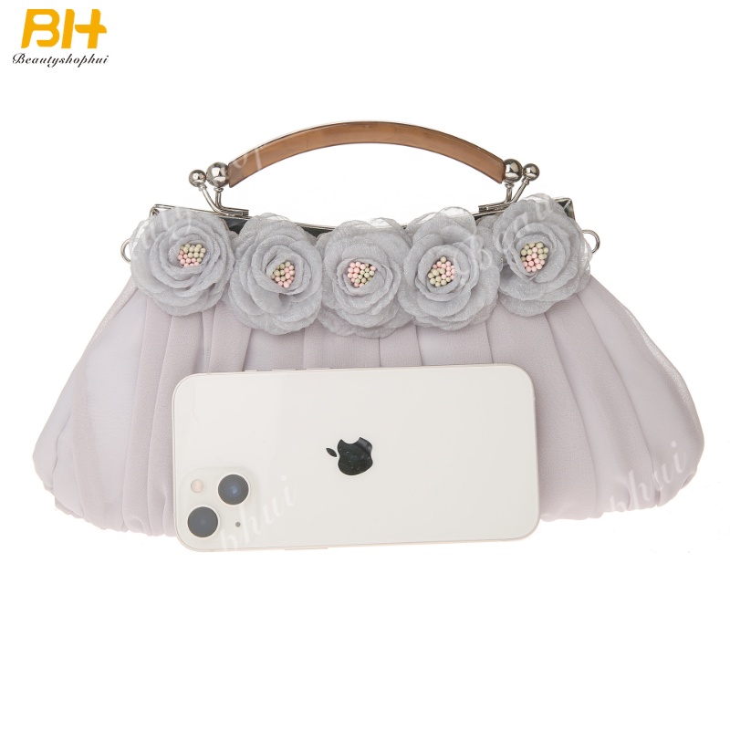 Túi Xách Vải Chiffon Họa Tiết Hoa Thời Trang Dự Tiệc Mới Cho Nữ