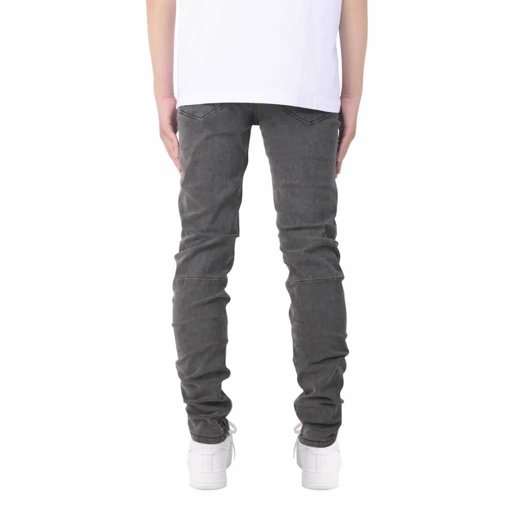 Quần Skinny Jeans Nam FNOS Streetwear Màu Xám Rách Gối Có Zip Z11 - Local Brand Chính Hãng