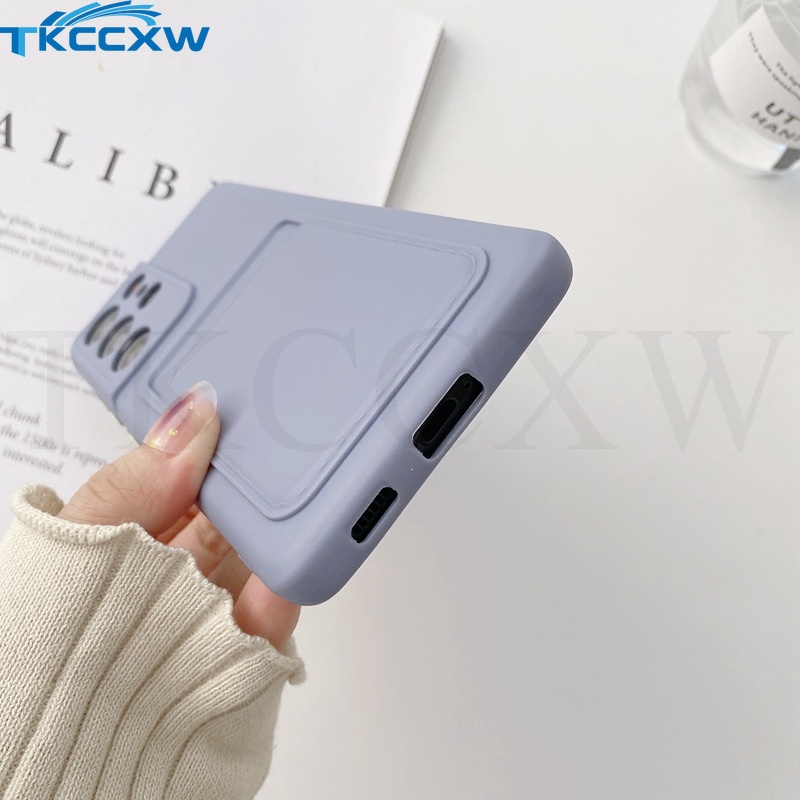 Ốp điện thoại silicon mềm siêu mỏng có ngăn thẻ cho Samsung Galaxy Note 20 S20 S21 Ultra S20 S21 Plus