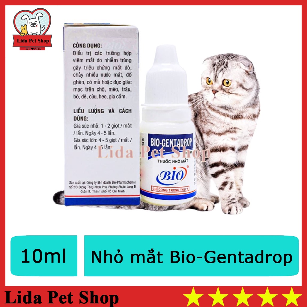 Nhỏ mắt cho chó mèo Bio Genta Drop 10ml chứng mắt đỏ, chảy nước mắt, đổ ghèn, đục giác mạc - Lida Pet Shop