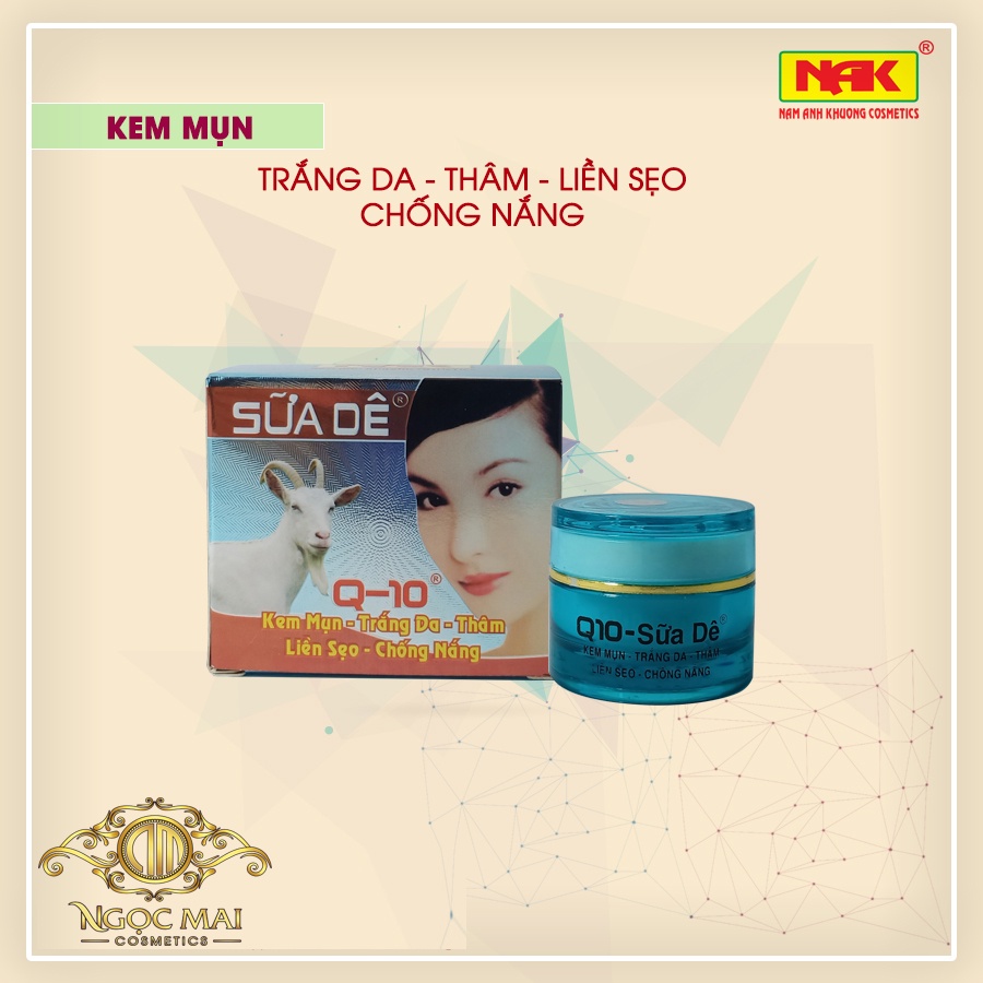 Q-10 SỮA DÊ - Kem Mụn, Trắng da, Xóa thâm, Liền sẹo, Chống nắng (12g)