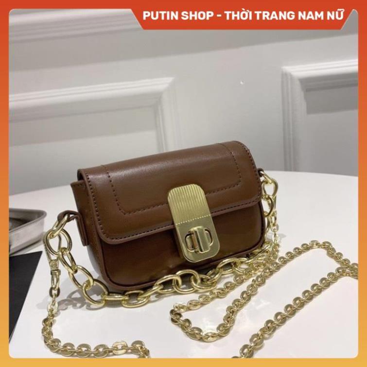 Túi Xách Nữ Mini Xinh Xắn Thời Trang Phong Cách Hàn Quốc , Túi đeo chéo 3 màu  kèm dây xích bản to siêu đẹp