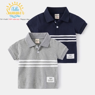 Áo Polo bé trai WAPYPY áo có cổ cho bé họa tiết chất cotton hàng xuất Âu Mỹ
