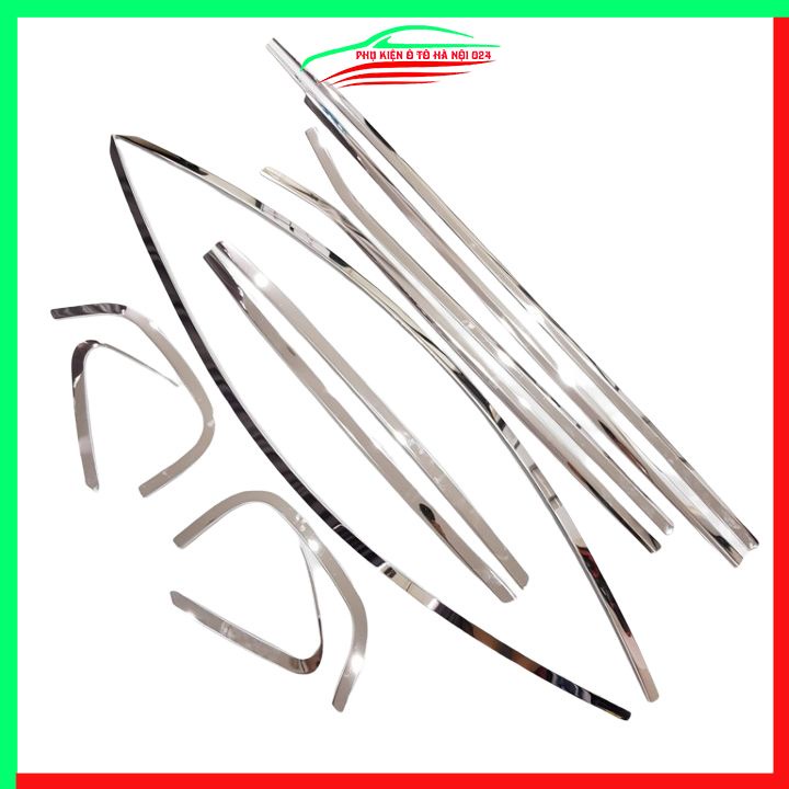 Bộ nẹp viền chân kính cong kính Wigo Inox sáng bóng chuẩn form xe