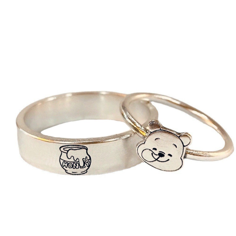 Winnie the Pooh nhẫn cặp đôi hoạt hình dễ thương nhẫn mở hàn quốc
