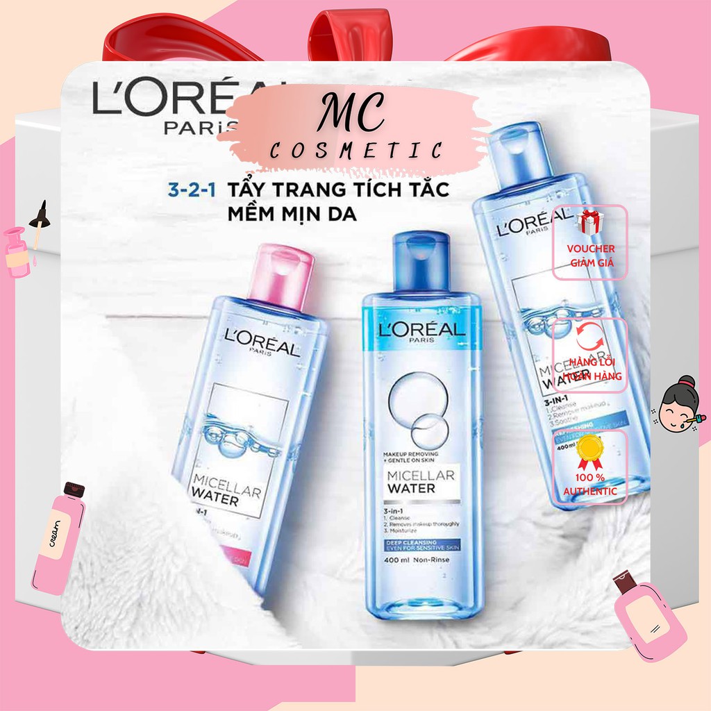 Nước Tẩy Trang Loreal Paris 3-in-1 Micellar Water [Chính Hãng]